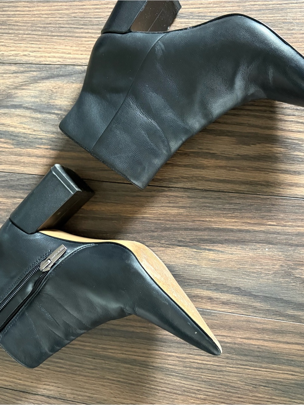 Vince Camuto Black Pointed Toe Block Heel Ankle Boots